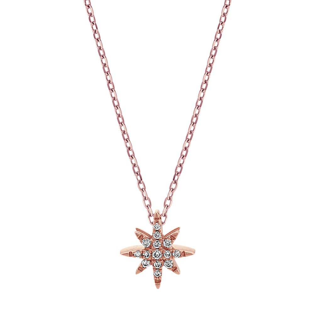 Diamond Star Pendant in 14k Rose Gold (24'')