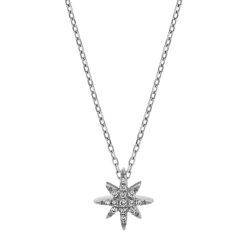 Diamond Star Pendant in 14k White Gold (24'')