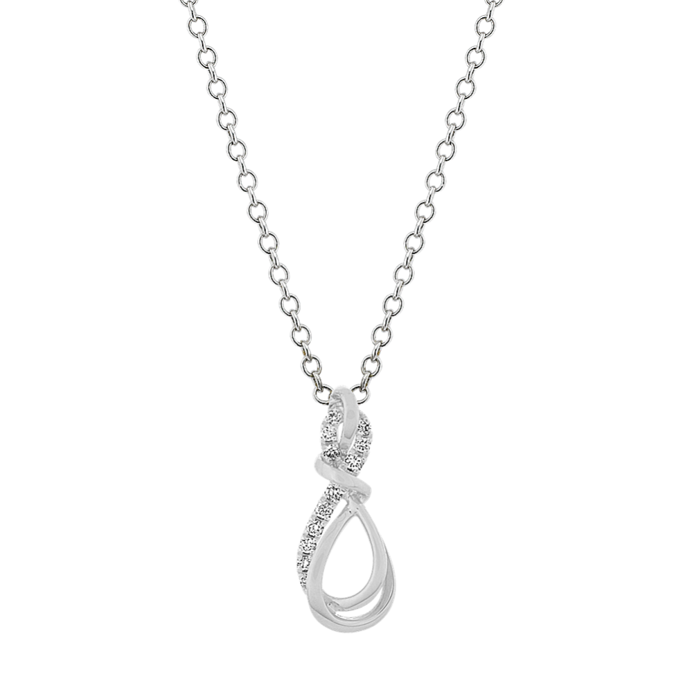 Diamond Swirl Pendant in 14k White Gold (18'')