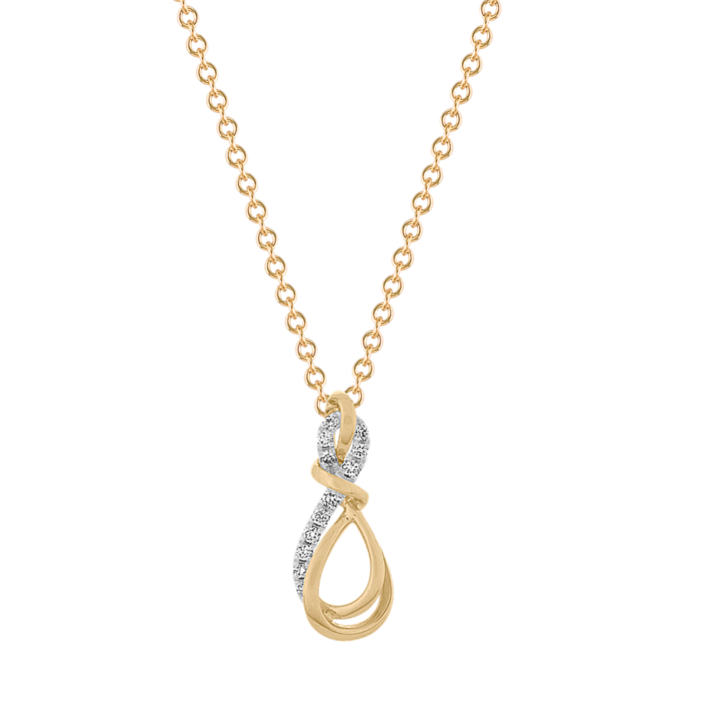 Diamond Swirl Pendant in 14k Yellow Gold (18'')