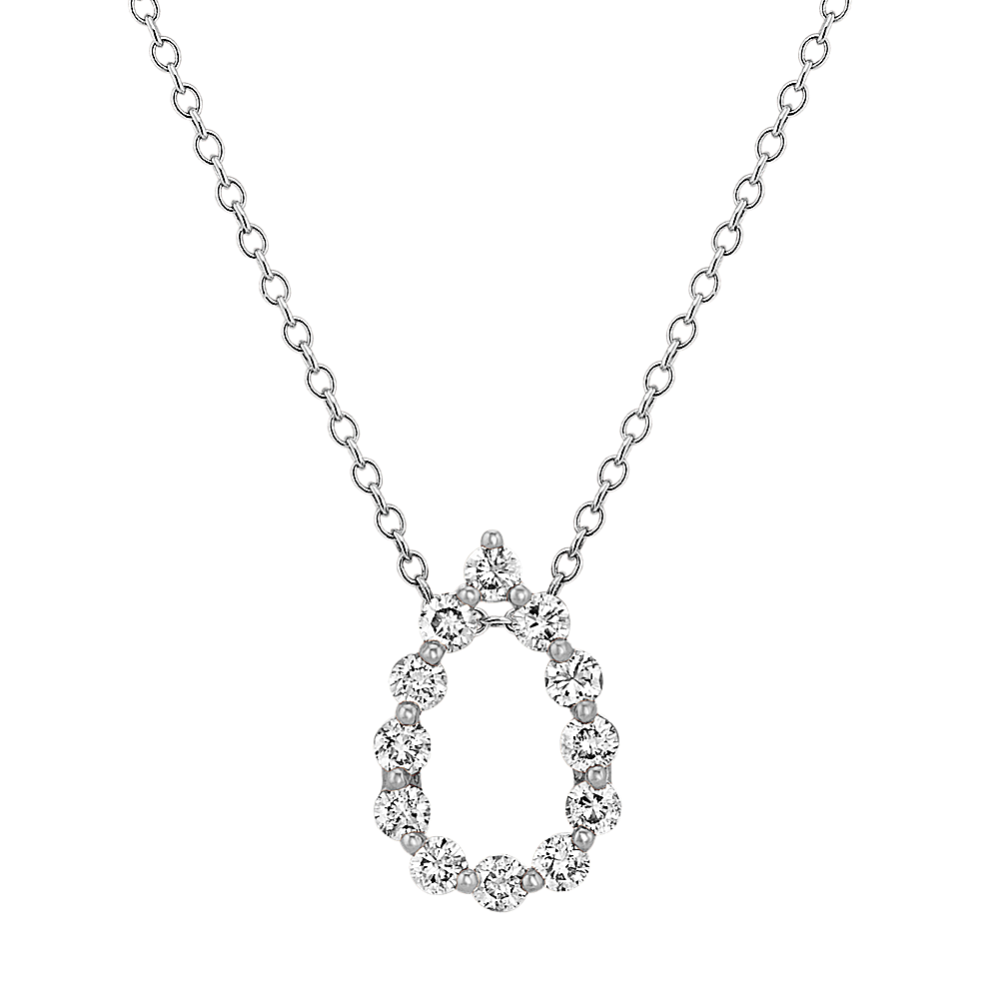 Diamond Teardrop Pendant in 14k White Gold (22'')