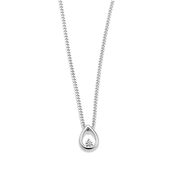 Diamond Teardrop Pendant in Sterling Silver