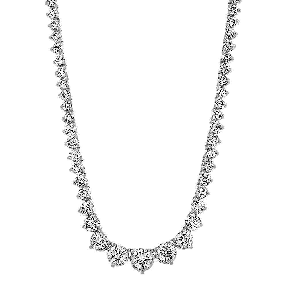 9 Carat Diamond Tennis Necklace in 14K White Gold