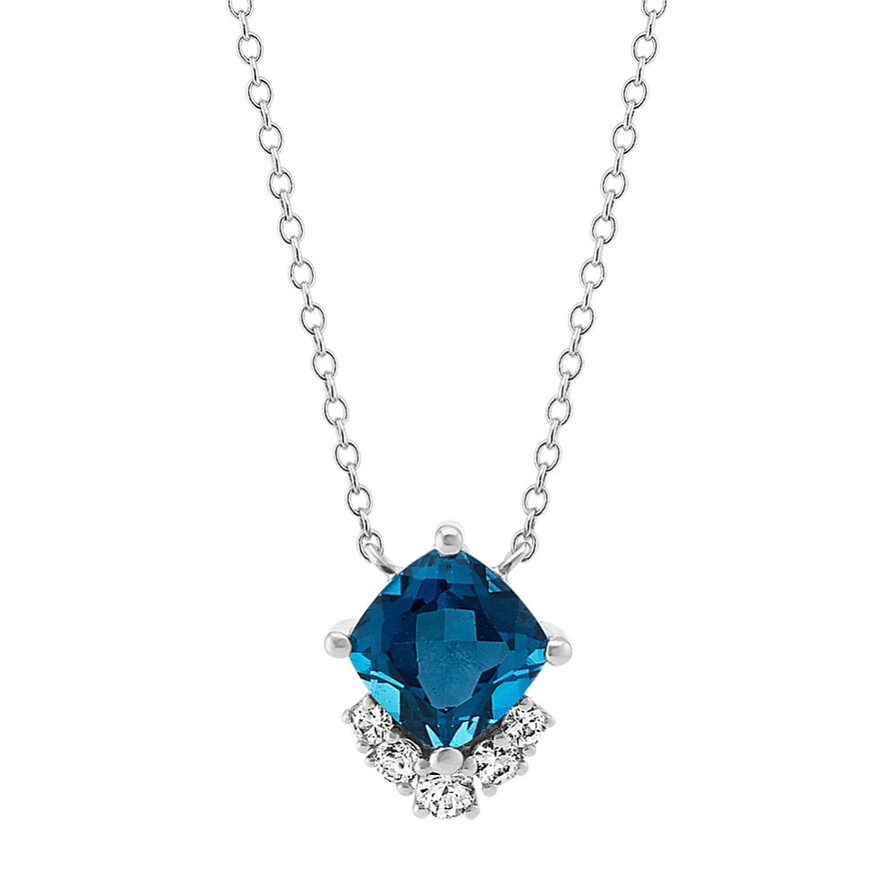 London Blue Topaz & White Sapphire Necklace (18 in)