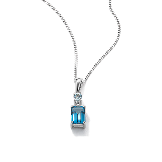 Two-Tone Blue Topaz Pendant in Sterling Silver