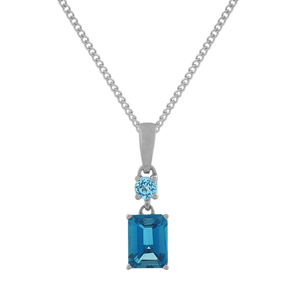Two-Tone Blue Topaz Pendant in Sterling Silver