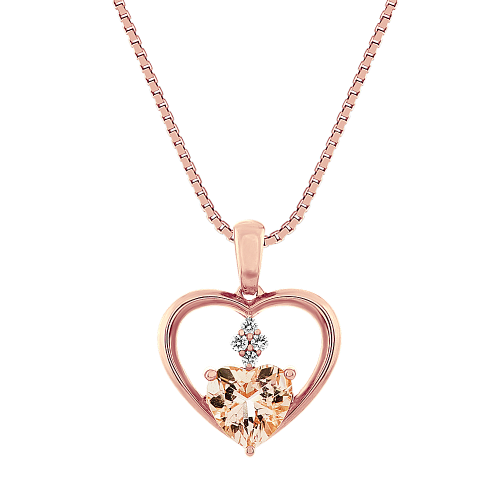 Morganite and Diamond Heart Pendant (18 in)