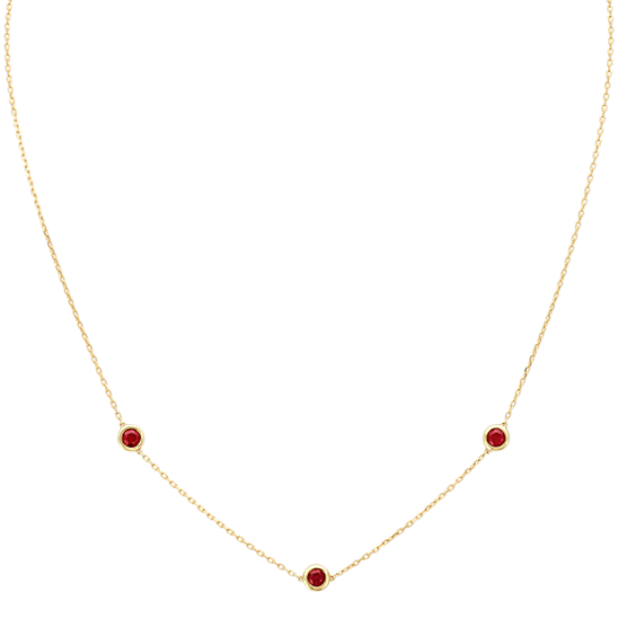 Bezel-Set Ruby Station Necklace