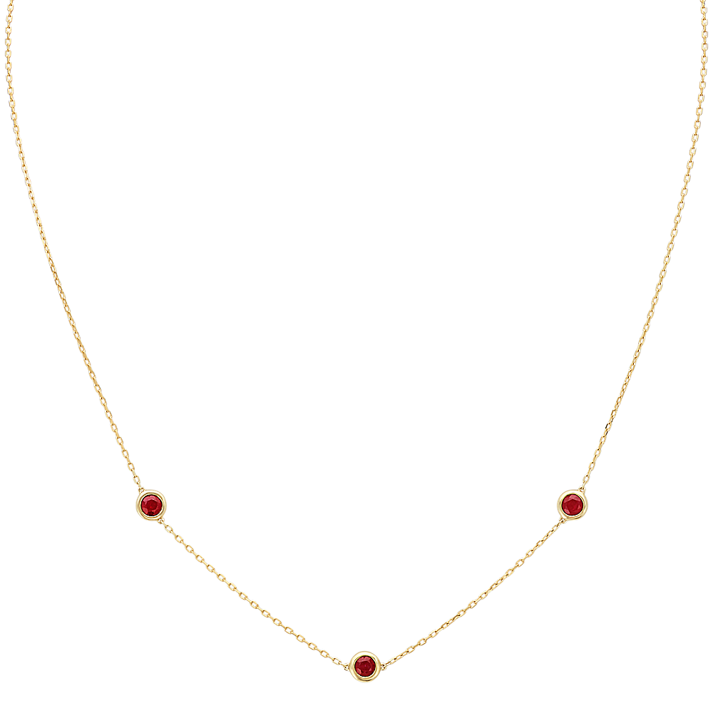 Ruby Station Necklace in 14K Yellow Gold (18 in)