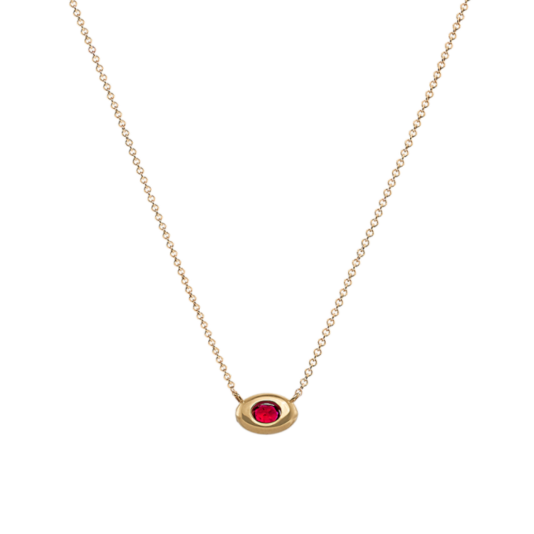 Carmen Natural Ruby and Natural Diamond Pendant in 14K Yellow Gold (20 in)