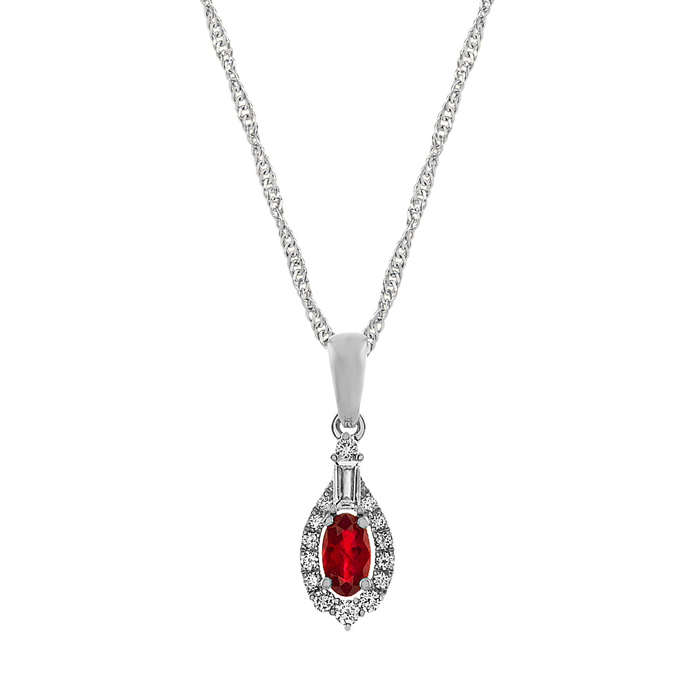 Ruby and Diamond Pendant (18 in)