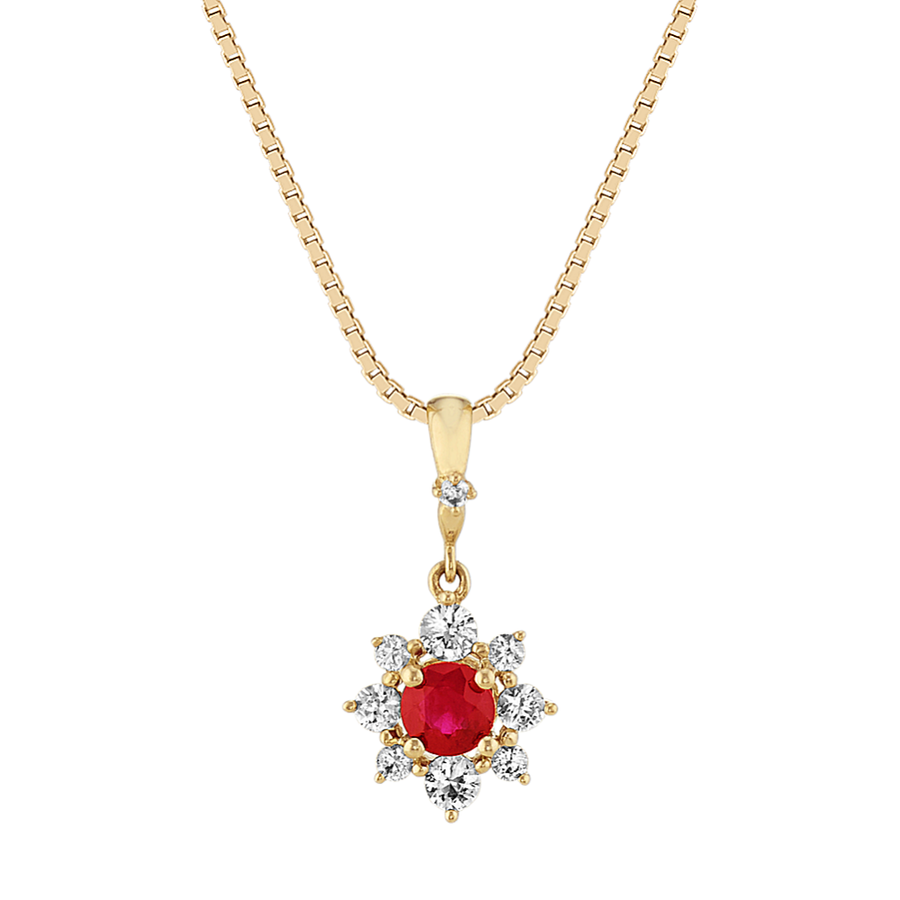 Ruby and White Sapphire Pendant (18 in)