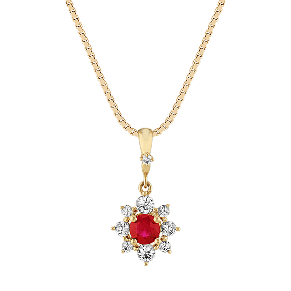 Ruby and White Sapphire Pendant (18'')