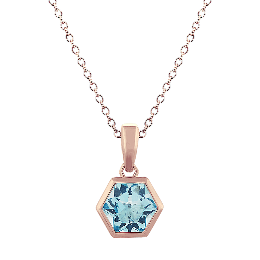 Sky Blue Topaz Topaz Pendant in Vermeil 14k Rose Gold (18'')
