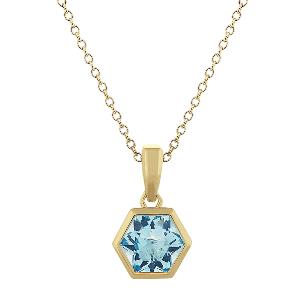 Sky Blue Topaz Topaz Pendant in Vermeil 14k Yellow Gold (18'')