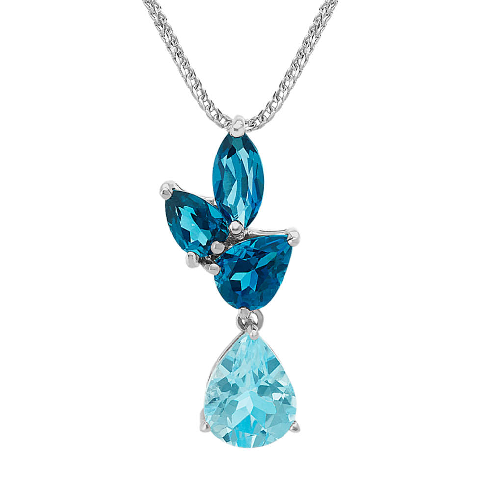 Sky Blue and London Blue Topaz Pendant (24'')