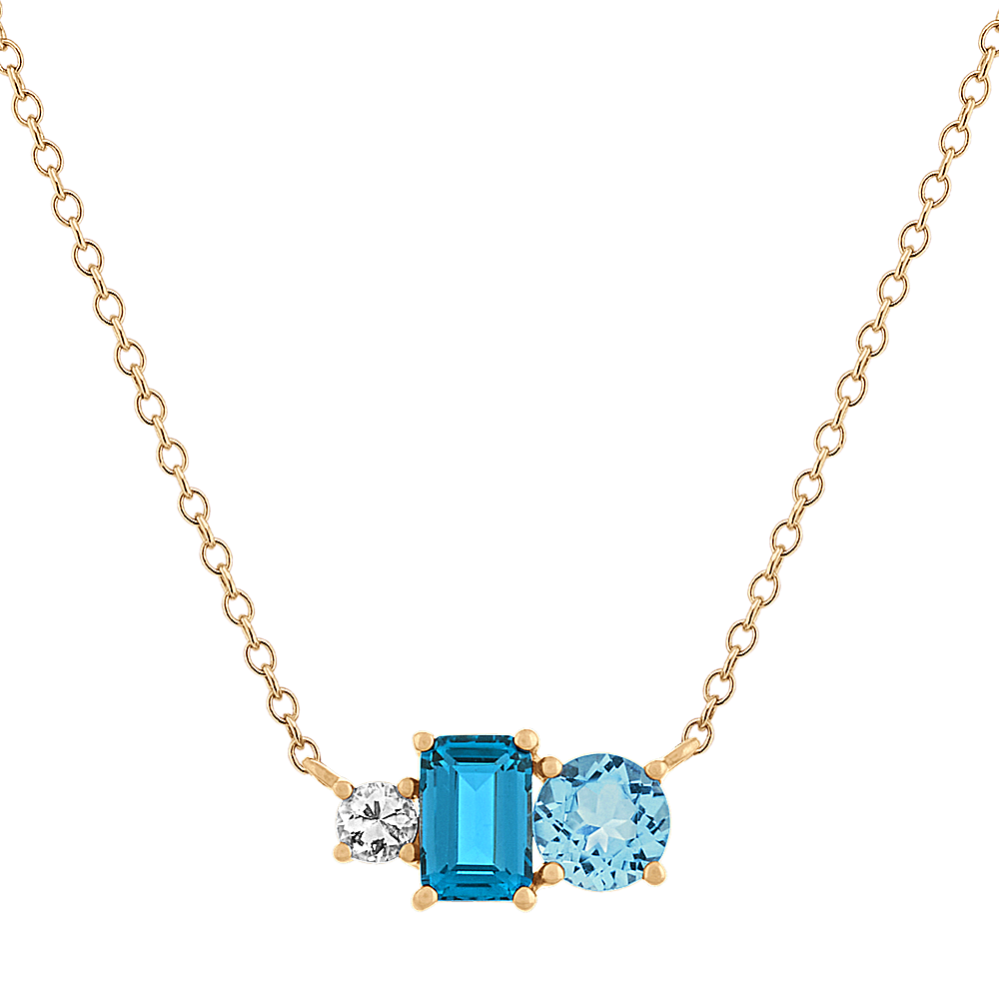 Topaz and Sapphire Pendant in 14K Yellow Gold (18 in)