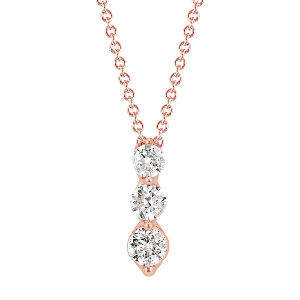 Niagara Three-Stone Diamond Pendant in 14K Rose Gold (22'')