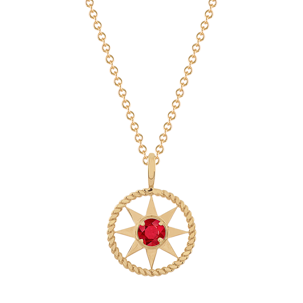 North Star Pendant in 14k Yellow Gold (18'')
