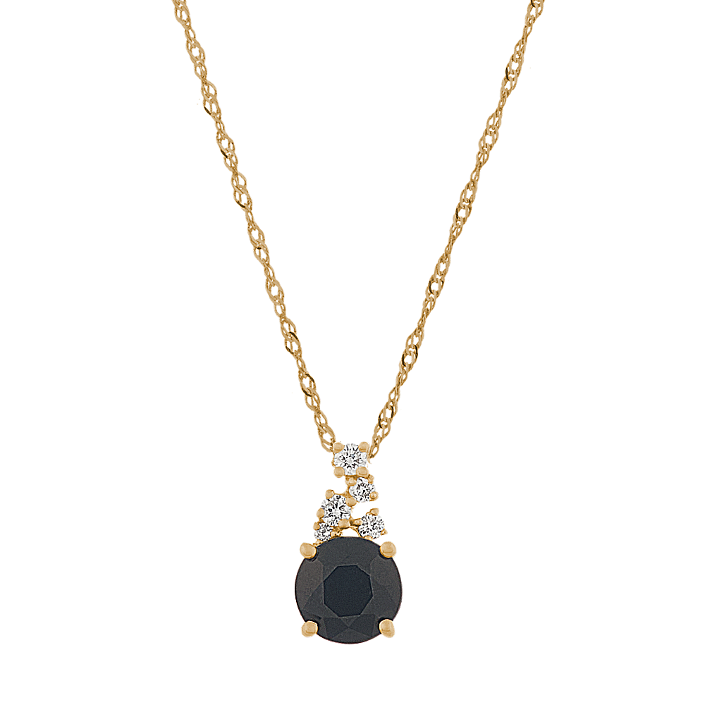 Notte Black Sapphire and Diamond Pendant in 14K Yellow Gold (20 in)