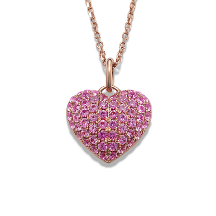 Ombre Pink Natural Sapphire Heart Pendant