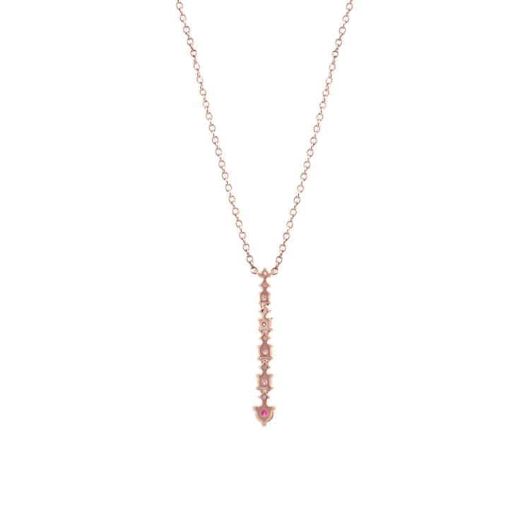 Ombre Pink Natural Sapphire and Natural Diamond Pendant (18 in)