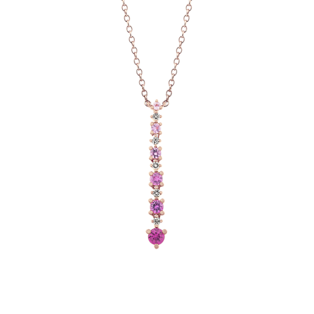 Ombre Pink Sapphire and Diamond Pendant (18 in)