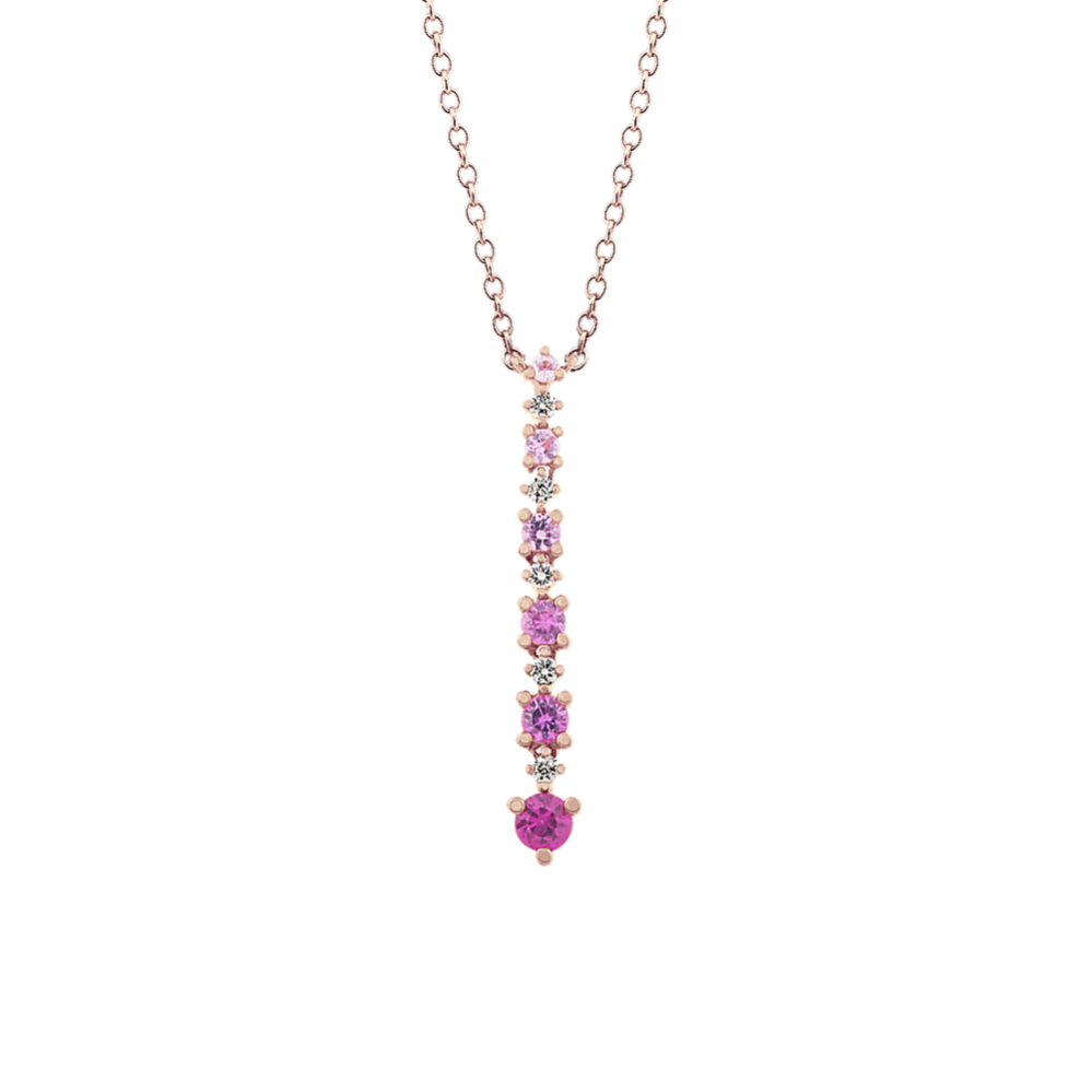 Ombre Pink Sapphire and Diamond Pendant (18'')