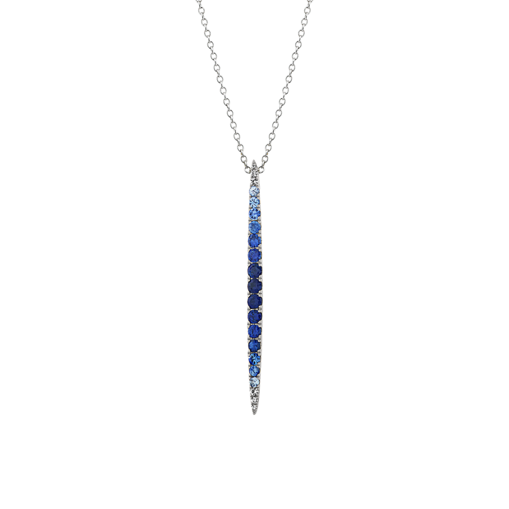 Ombre Traditional and White Natural Sapphire Pendant (22 in)