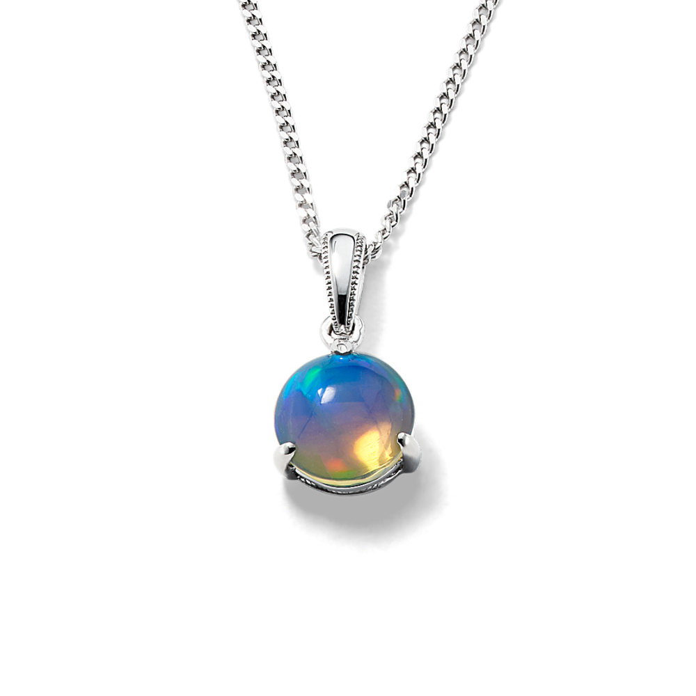 Imogen Natural Opal Solitaire Pendant in Sterling Silver (22 in)