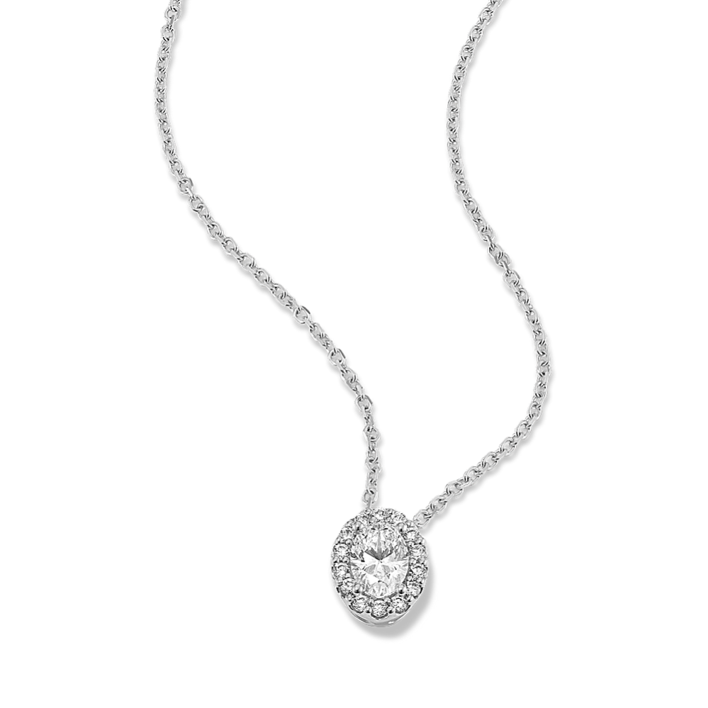 Oval 1/2 tcw Lab-Grown Diamond Halo Pendant
