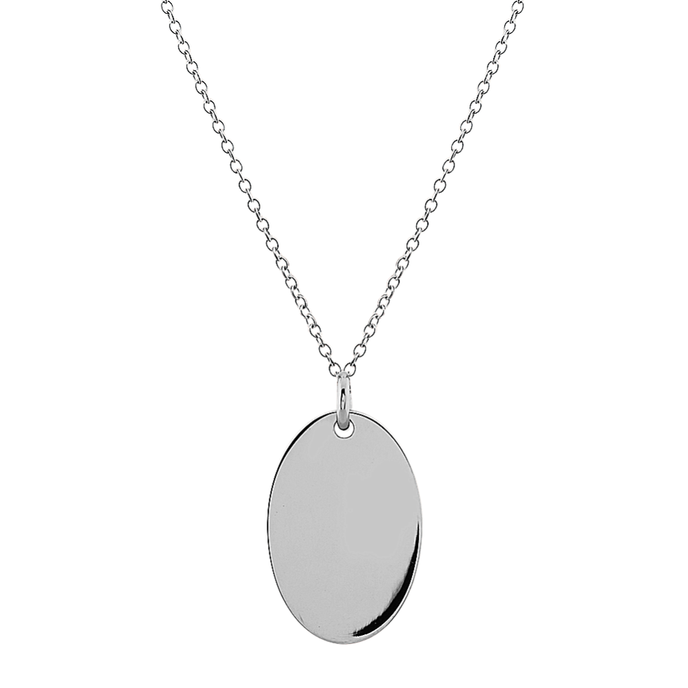 Hali Oval Disc Pendant in 14K White Gold (18'')