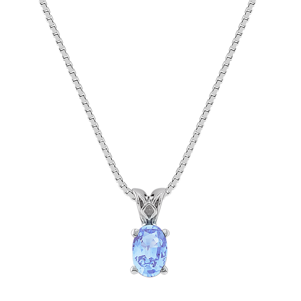 Oval Ice Blue Sapphire Pendant (18'')