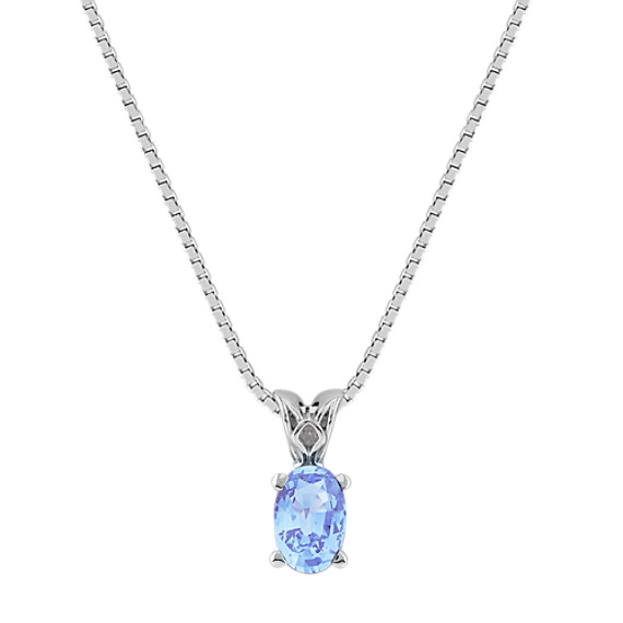 Oval Ice Blue Sapphire Pendant (18 in)