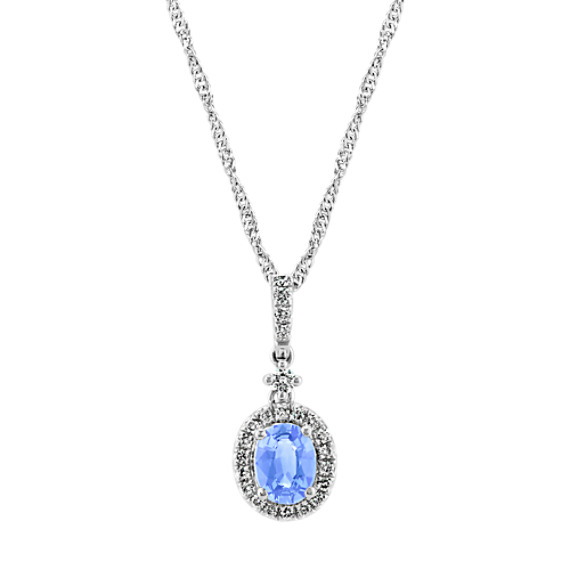 Oval Ice Blue Sapphire And Diamond Pendant 18 In Shane Co Oval Ice Blue Sapphire And Diamond Pendant 18 In