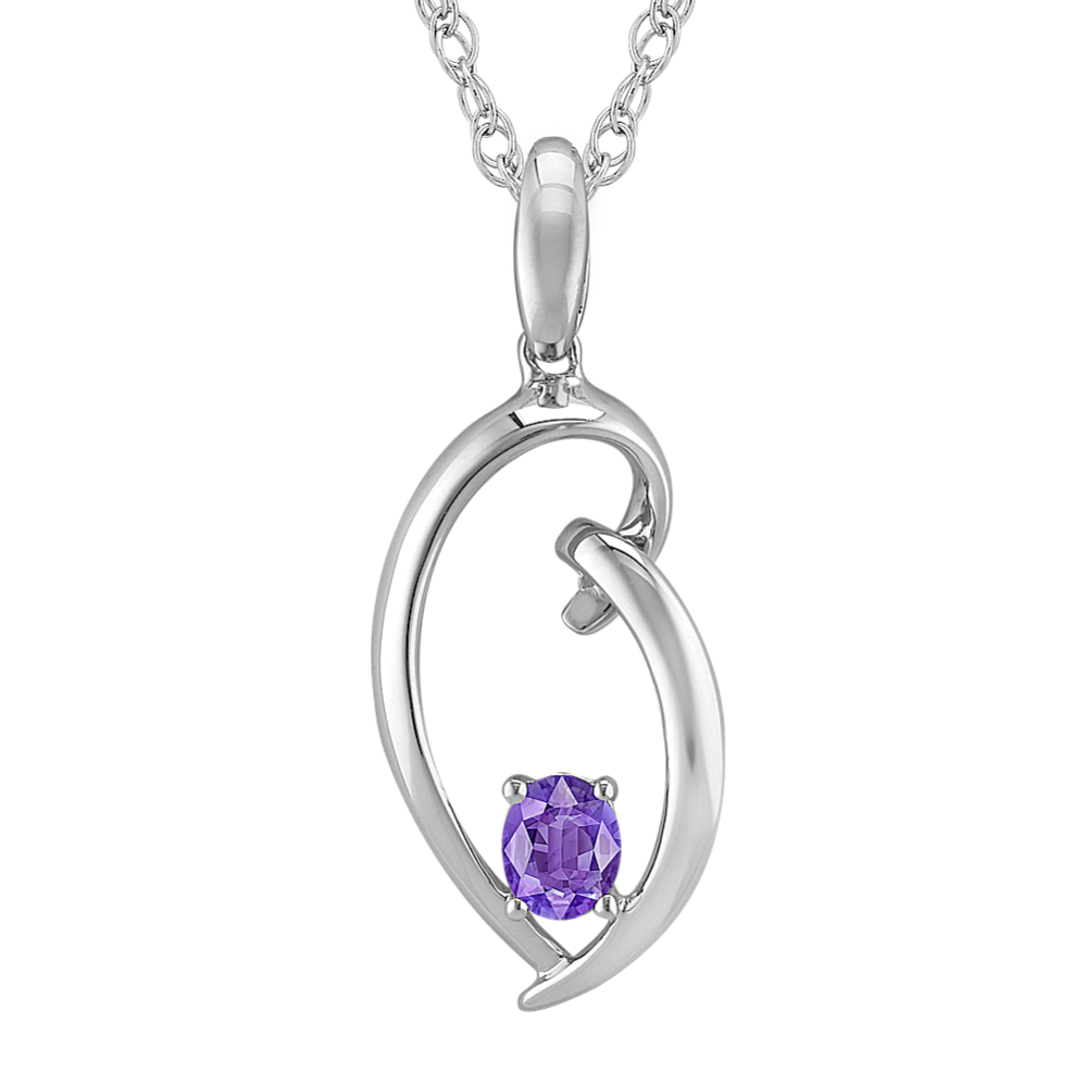 Oval Lavender Sapphire and Sterling Silver Pendant (18 in)