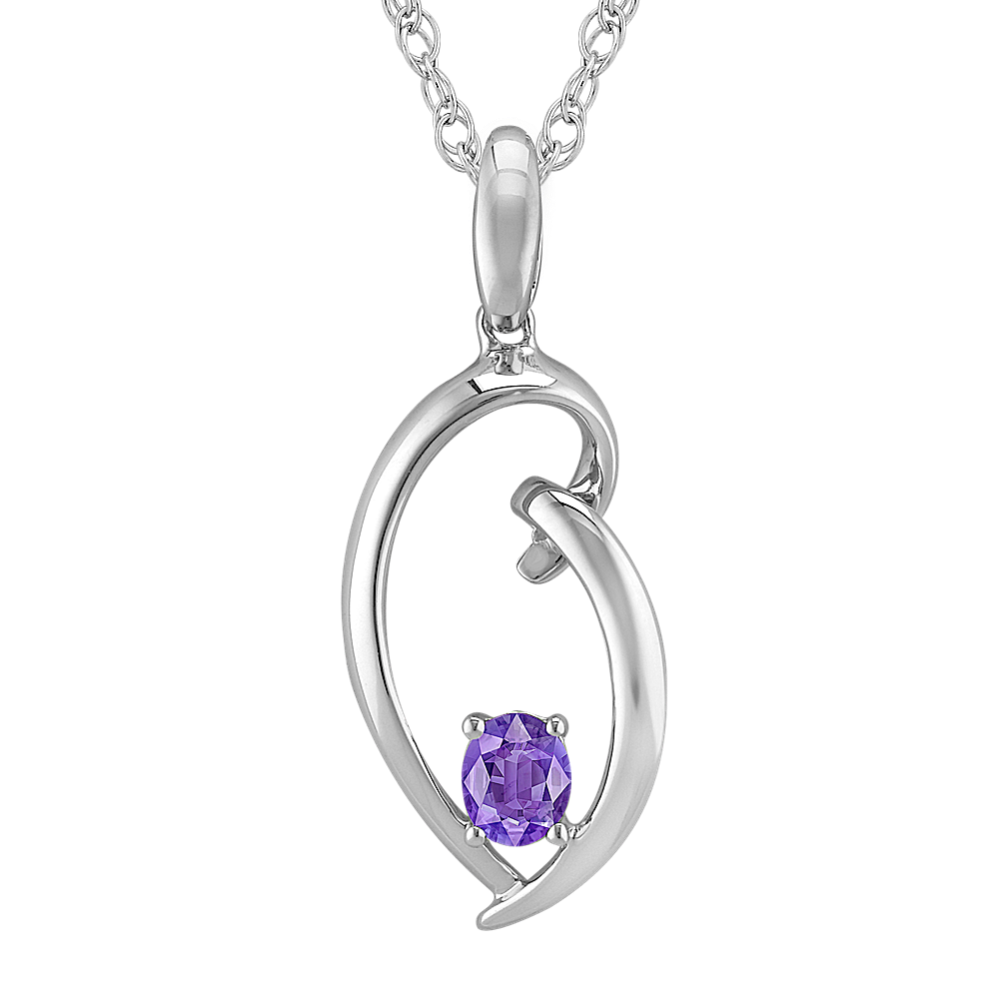Oval Lavender Sapphire and Sterling Silver Pendant (18'')