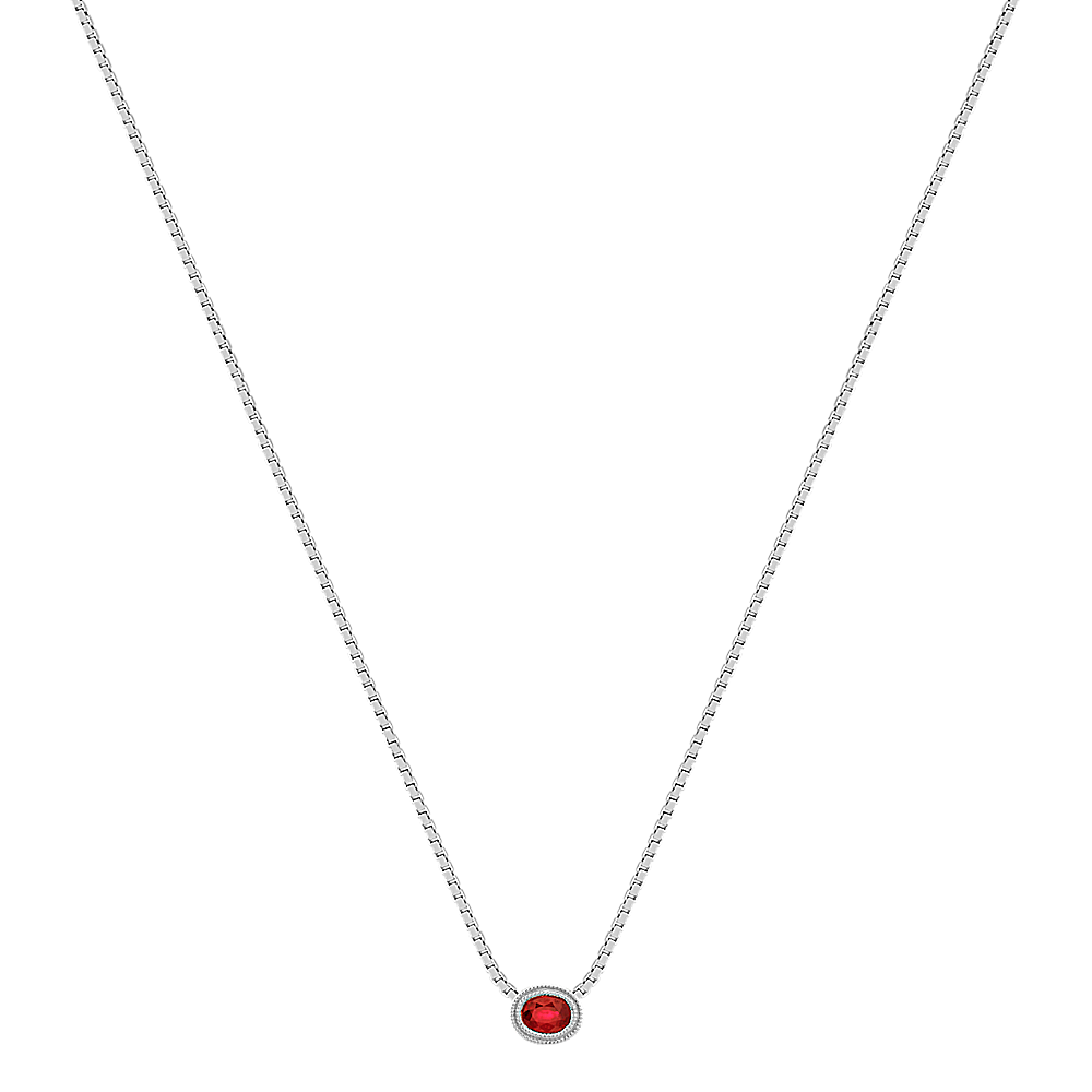 Oval Ruby Necklace in 14k White Gold (18 in) | Shane Co.