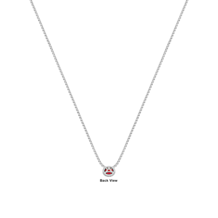 Oval Natural Ruby Necklace in 14k White Gold (18 in)