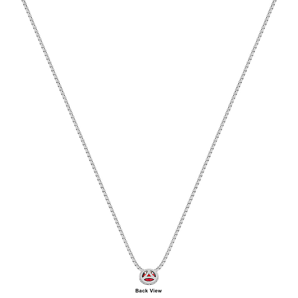 Oval Ruby Necklace in 14k White Gold (18 in) | Shane Co.