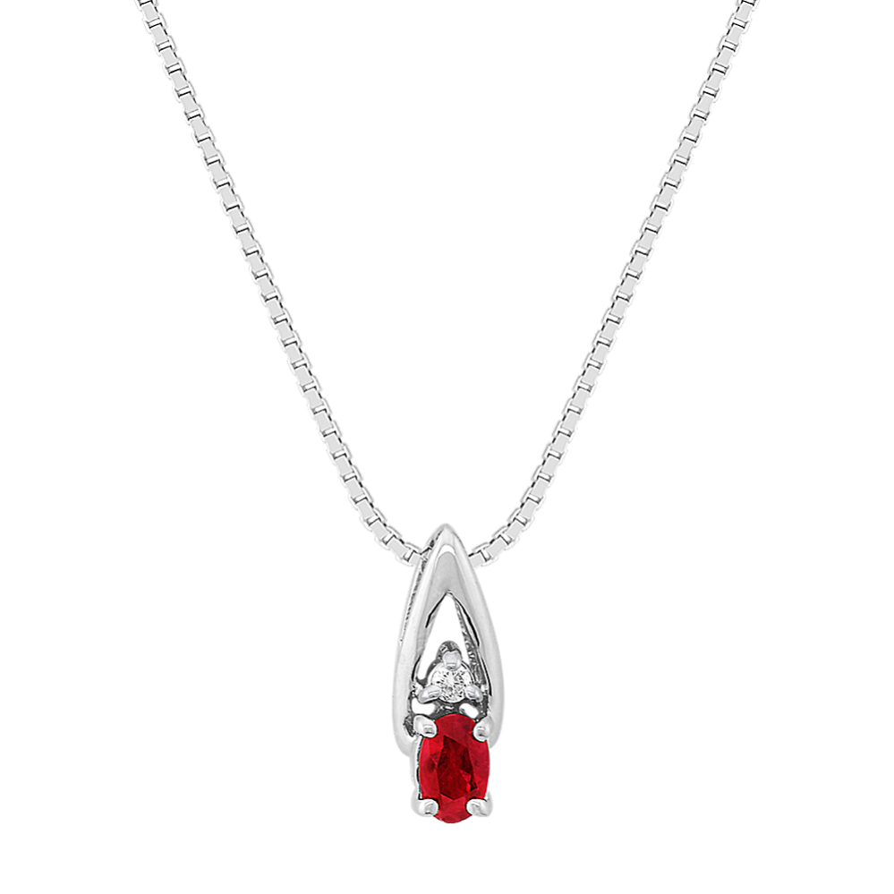 Oval Ruby and Diamond Pendant (18 in)