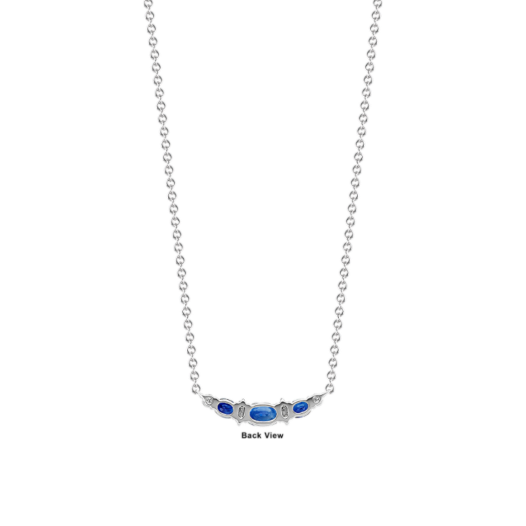 Oval Natural Sapphire and Round Natural Diamond Necklace (18 in)