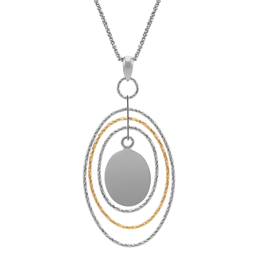 Oval Pendant in Two-Tone Sterling Silver (18 in)