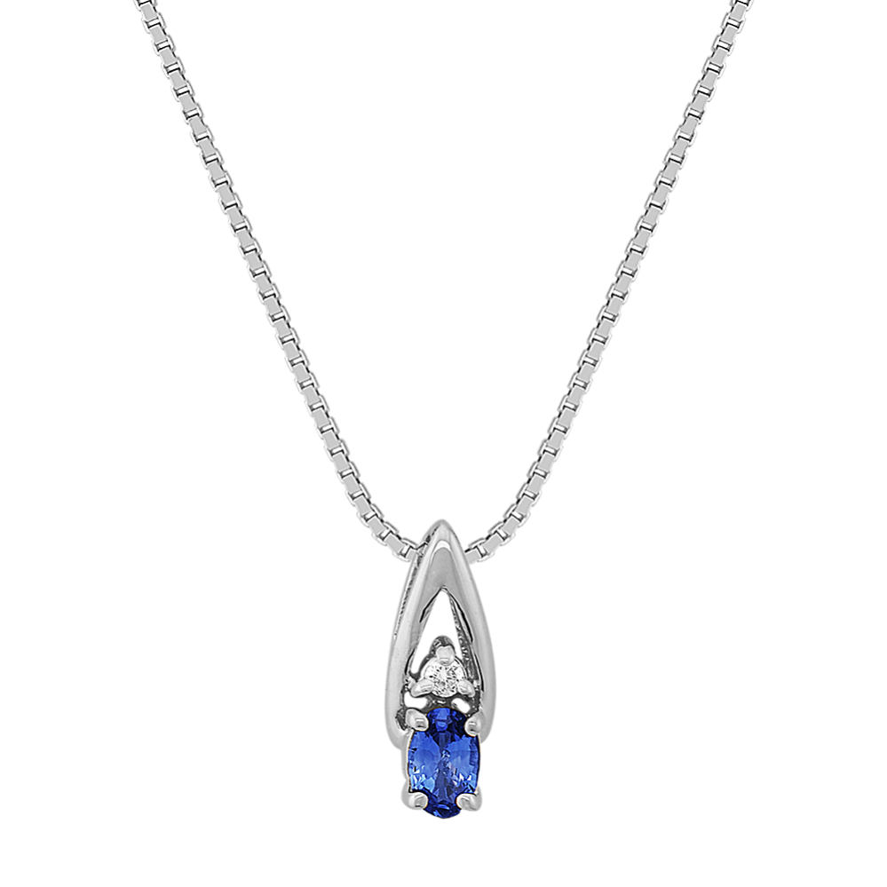 Oval Sapphire and Diamond Pendant (18 in)