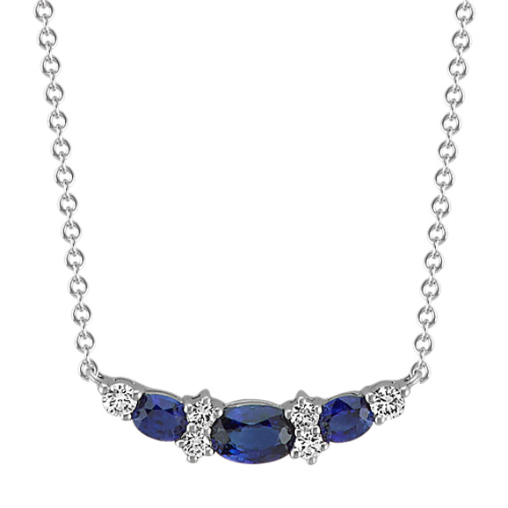 Oval Sapphire and Round Diamond Necklace (18 in)