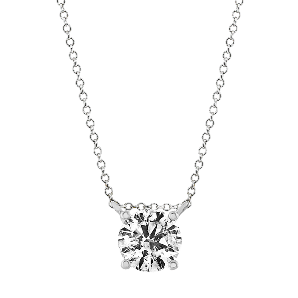 Oxford Floating Diamond Solitaire Pendant in 14K White Gold (18'')