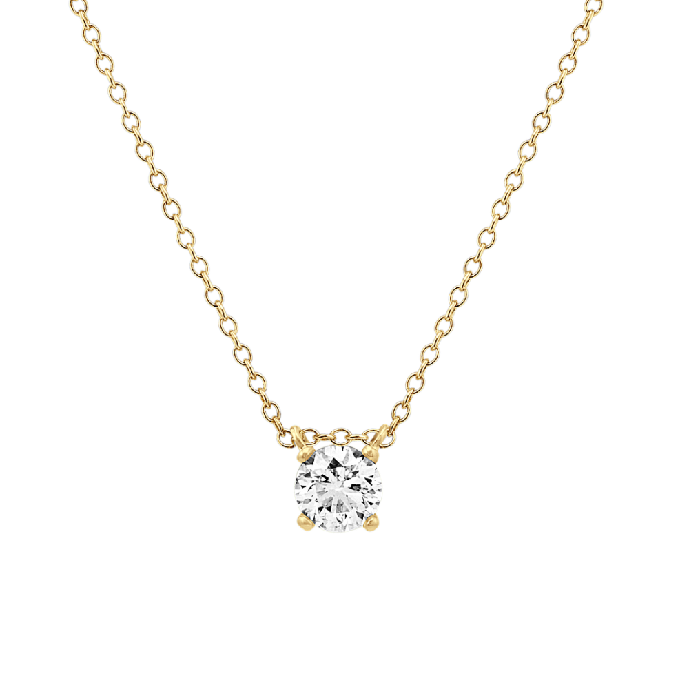 Oxford Floating Natural Diamond Solitaire Pendant in 14K Yellow Gold (18 in)