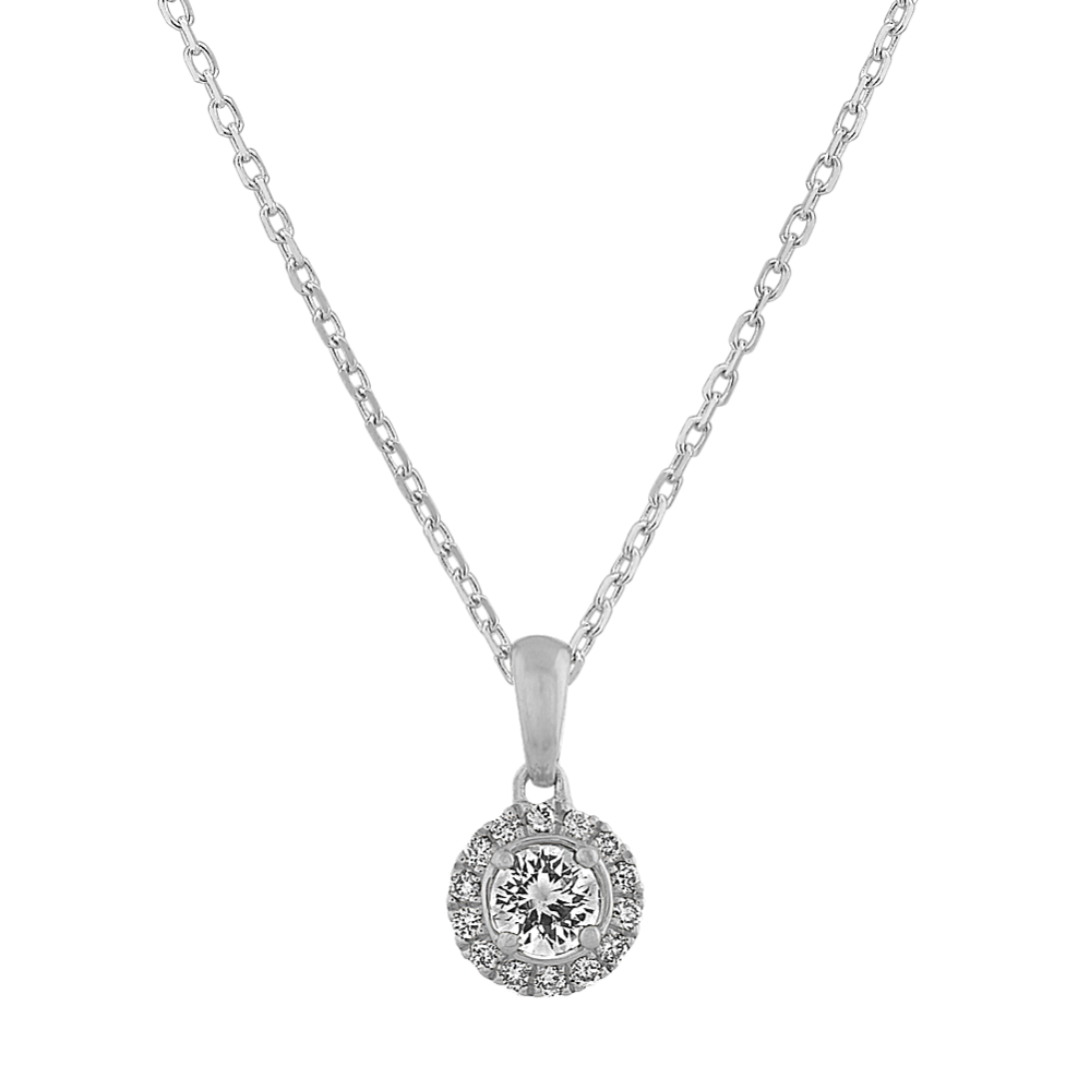 Paige White Sapphire and Diamond Pendant in Sterling Silver (20 in)
