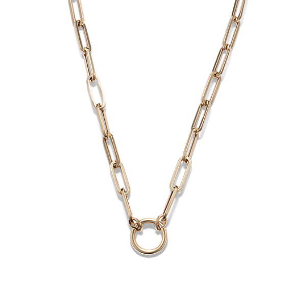 18'' 14K Gold Paperclip Chain with Charm Ring