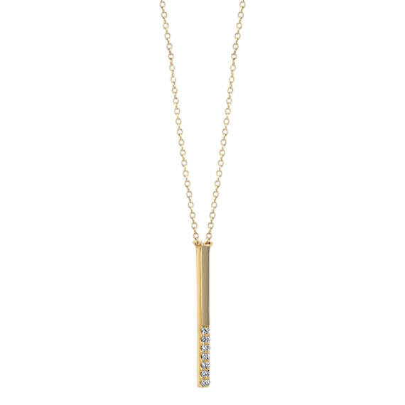 Pave Set Diamond Bar Necklace In 14k Yellow Gold 18 Shane Co - 14k Gold Diamond Bar Pendant Necklace